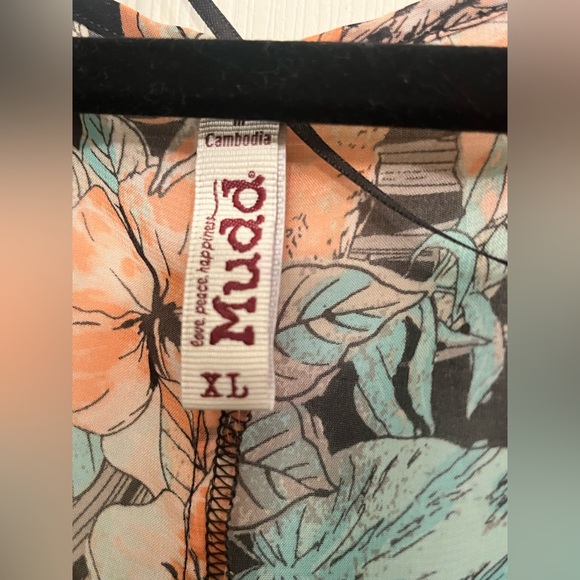 XL Mudd Floral Sheer Cardigan in Black, Peach & Mint - Picture 6 of 8